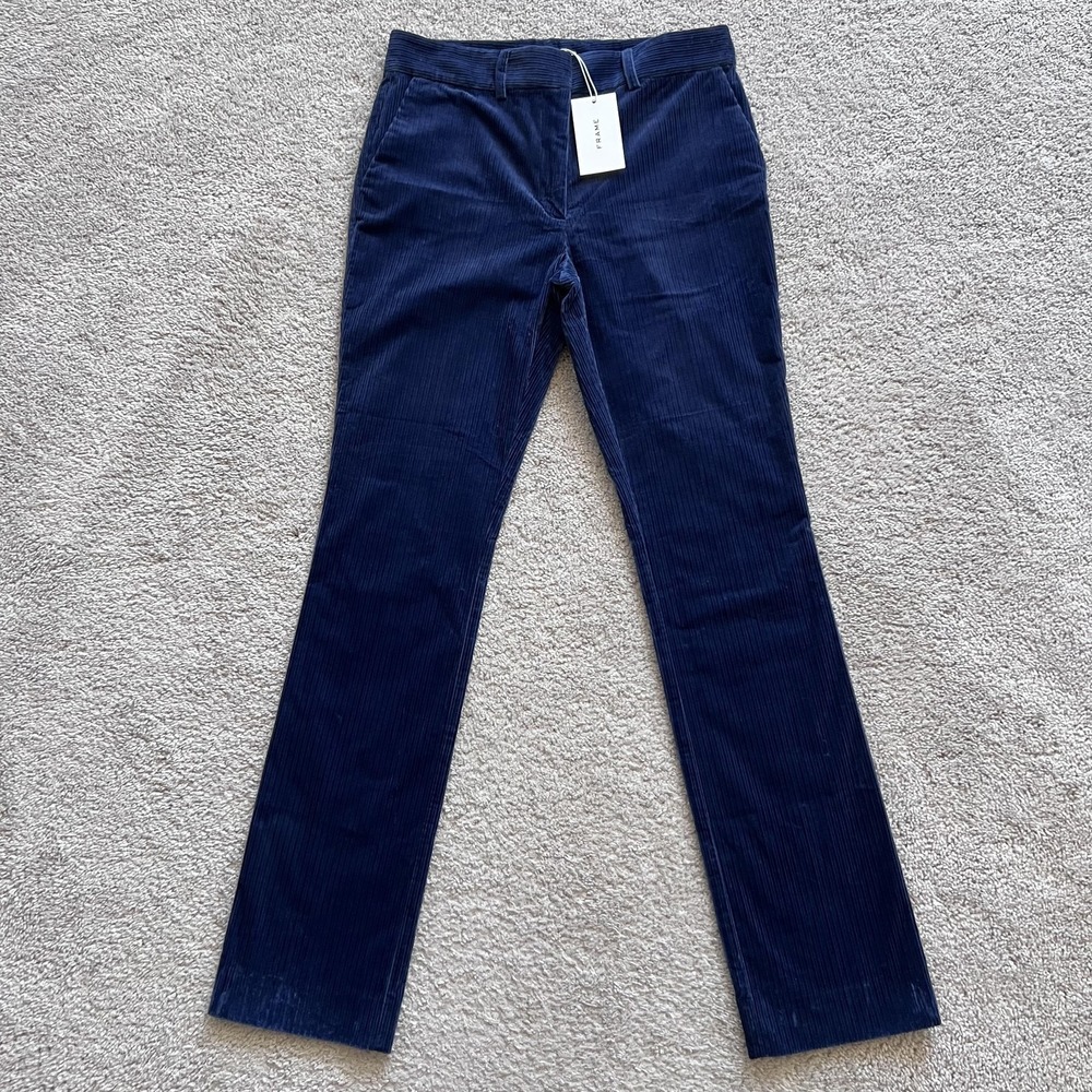FRAME Twilight Corduroy Dress Pants Womens 4 Blue Slim Straight Leg Stretch